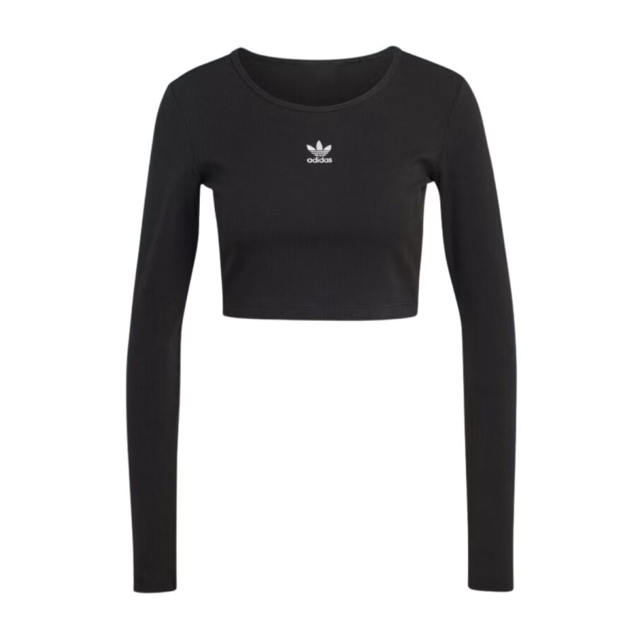 áo adidas essentials ribbed crop long sleeve tee black iw5725