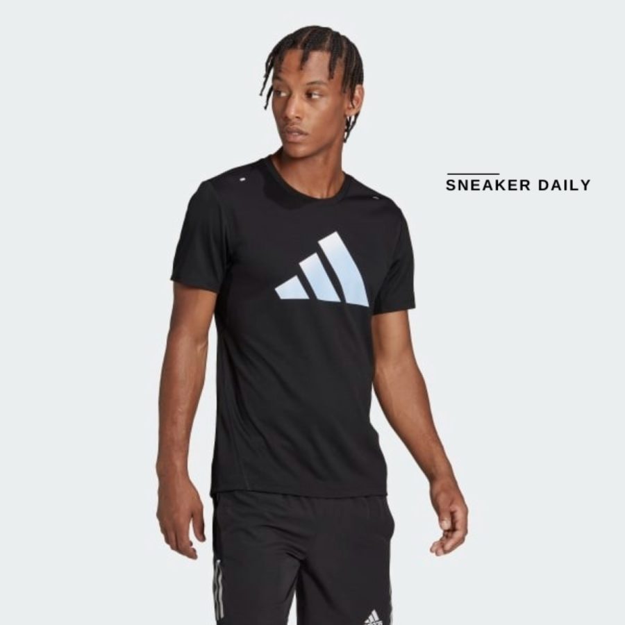 áo adidas logo 3 bar run icons tee - black hr3243