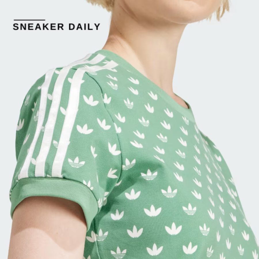 áo adidas monogram 3-stripes t-shirt 'preloved green' ix0927