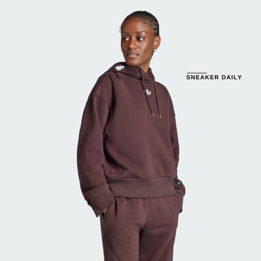áo adidas originals x hello kitty hoodie - shadow brown ij8275
