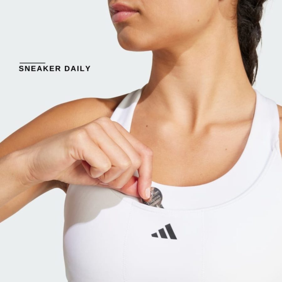 áo adidas run pocket medium-support bra - white iw5327