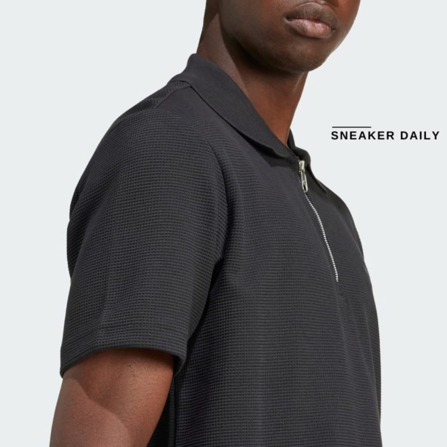 áo adidas trefoil essentials waffle polo shirt - black iw5803