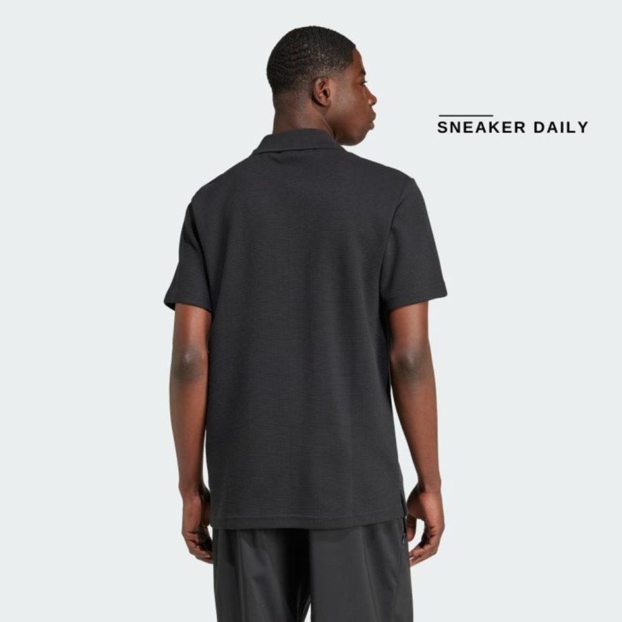 áo adidas trefoil essentials waffle polo shirt - black iw5803