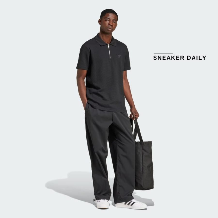 áo adidas trefoil essentials waffle polo shirt - black iw5803