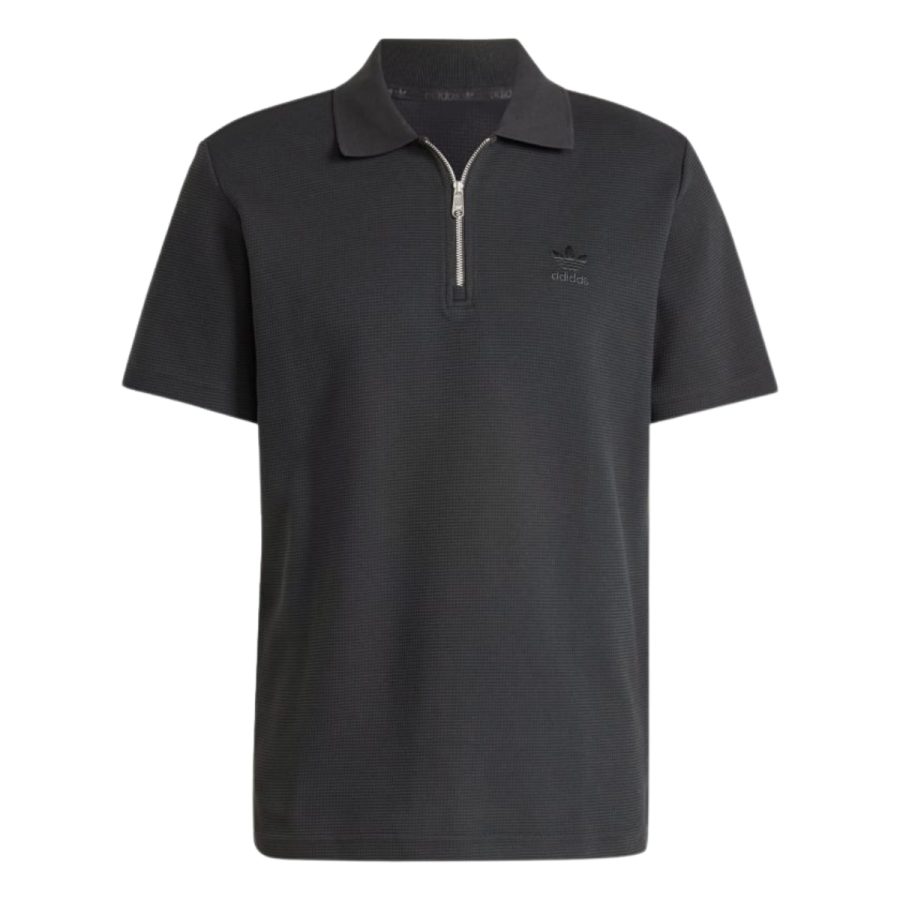 áo adidas trefoil essentials waffle polo shirt - black iw5803