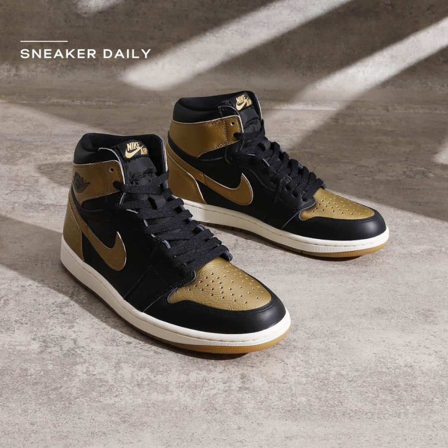 giày air jordan 1 retro high og 'black metallic gold' dz5485-071