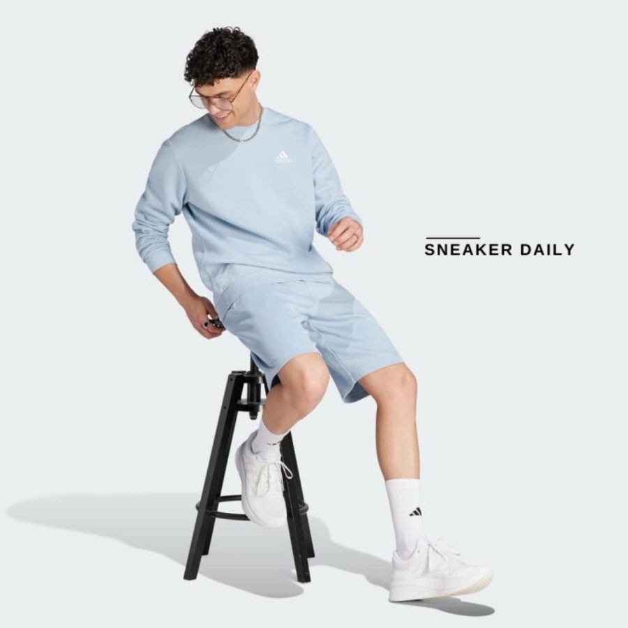 quần adidas essentials big logo french terry shorts - wonder blue ij8563