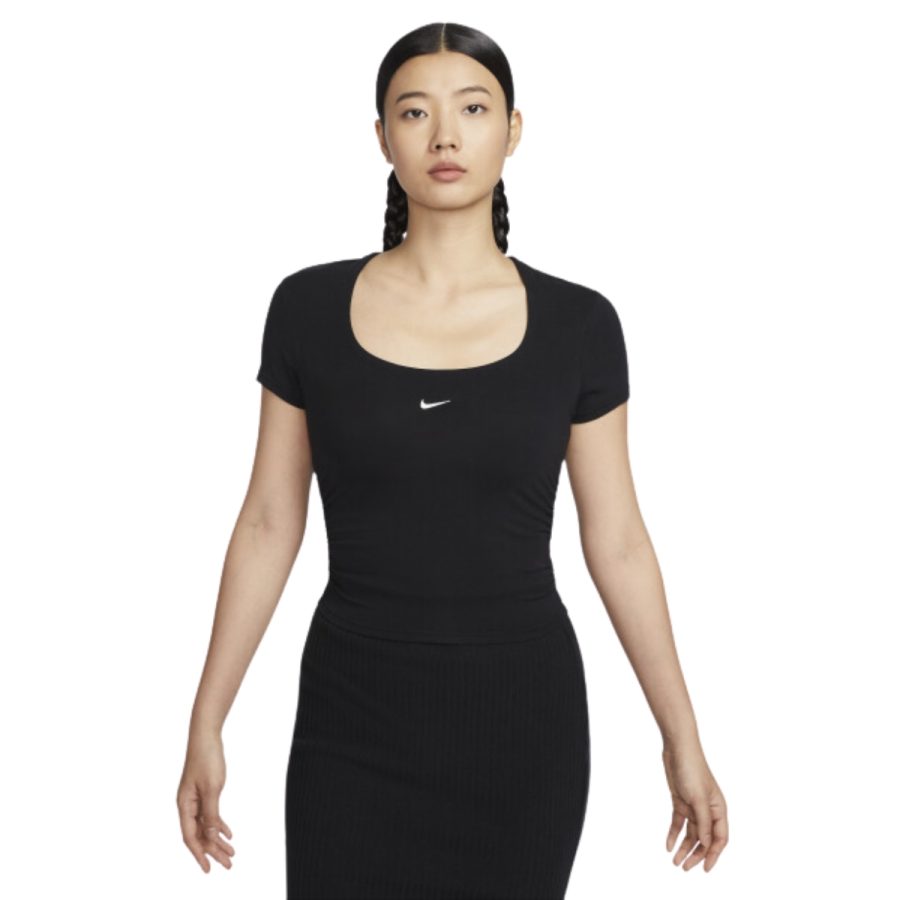 váy nike sportswear chill knit women's short-sleeve square-neck top fz7991-010