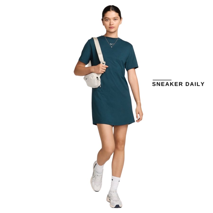 váy nike sportswear essentials women's short sleeve t-shirt dress dv7883-478