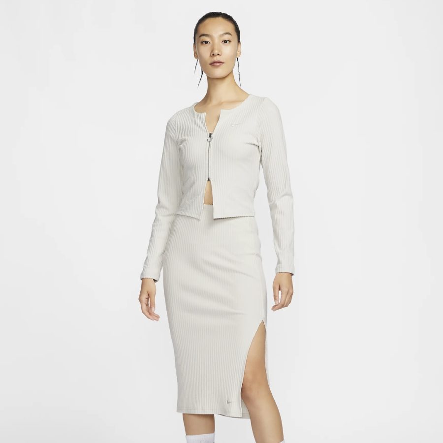 váy nike women's sportswear chill knit slim ribbed midi skirt fq1637-104