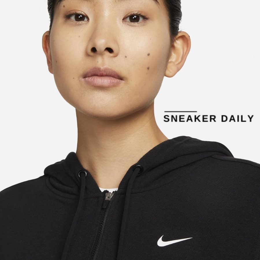 áo nike dry fit one women's full zip french terry hoodie fb5199-010