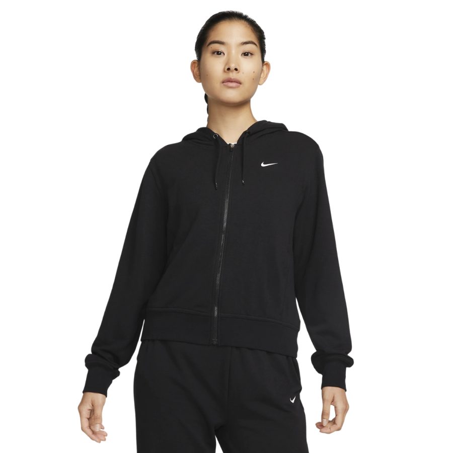 áo nike dry fit one women's full zip french terry hoodie fb5199-010