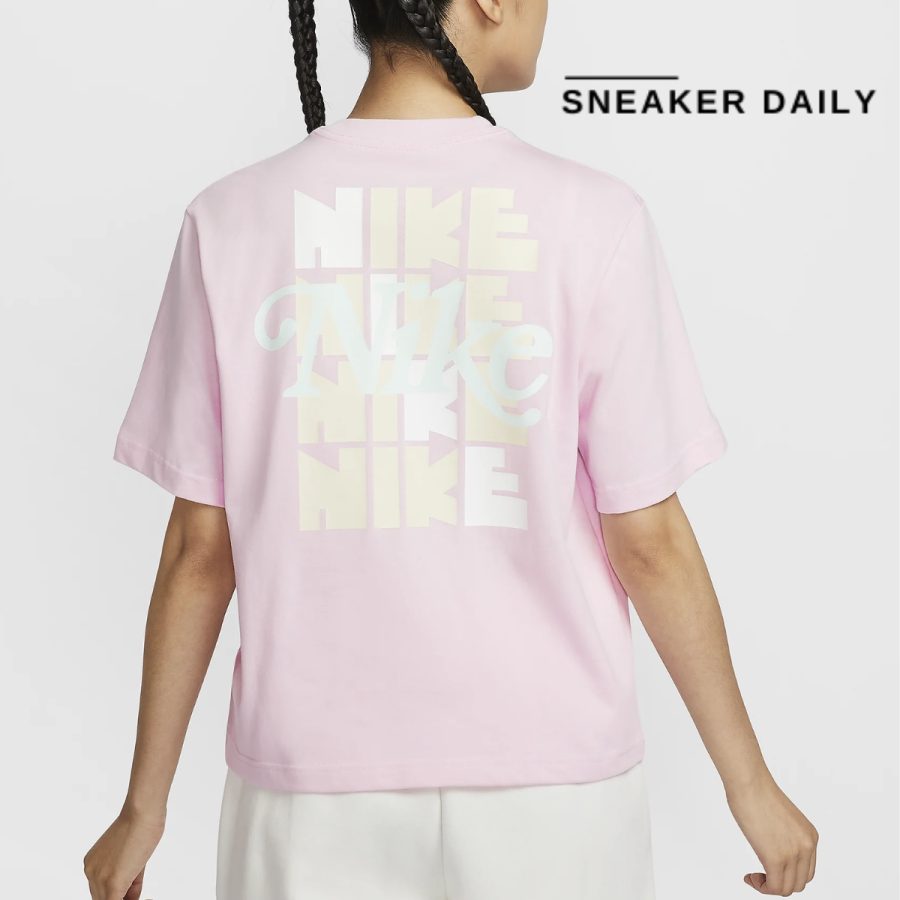 áo nike sportswear boxy t-shirt asia sizing 'pink' hm4581-663