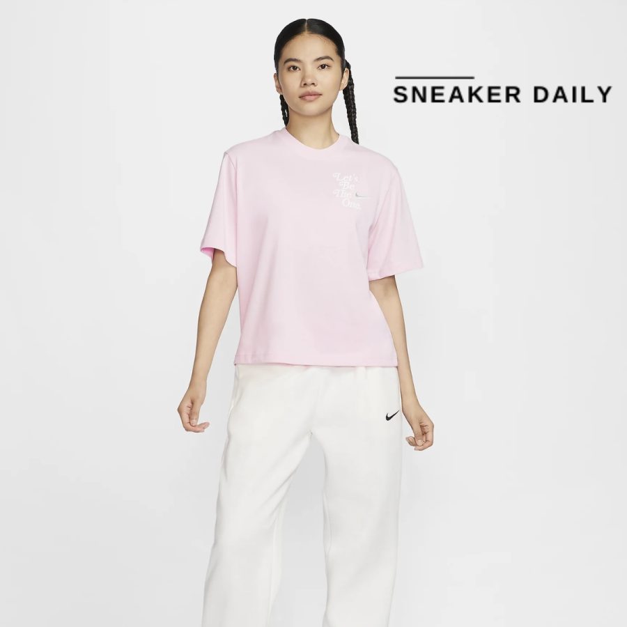 áo nike sportswear boxy t-shirt asia sizing 'pink' hm4581-663