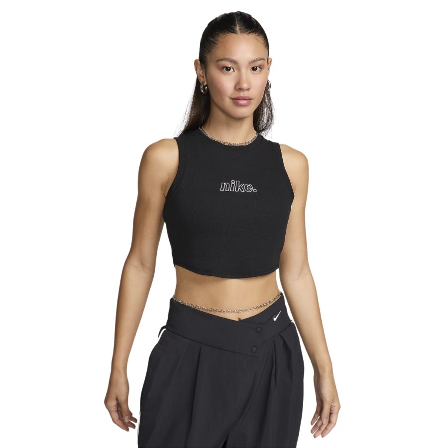 áo nike sportswear chill knit women's cropped mini ribbed tank top hj6863-010