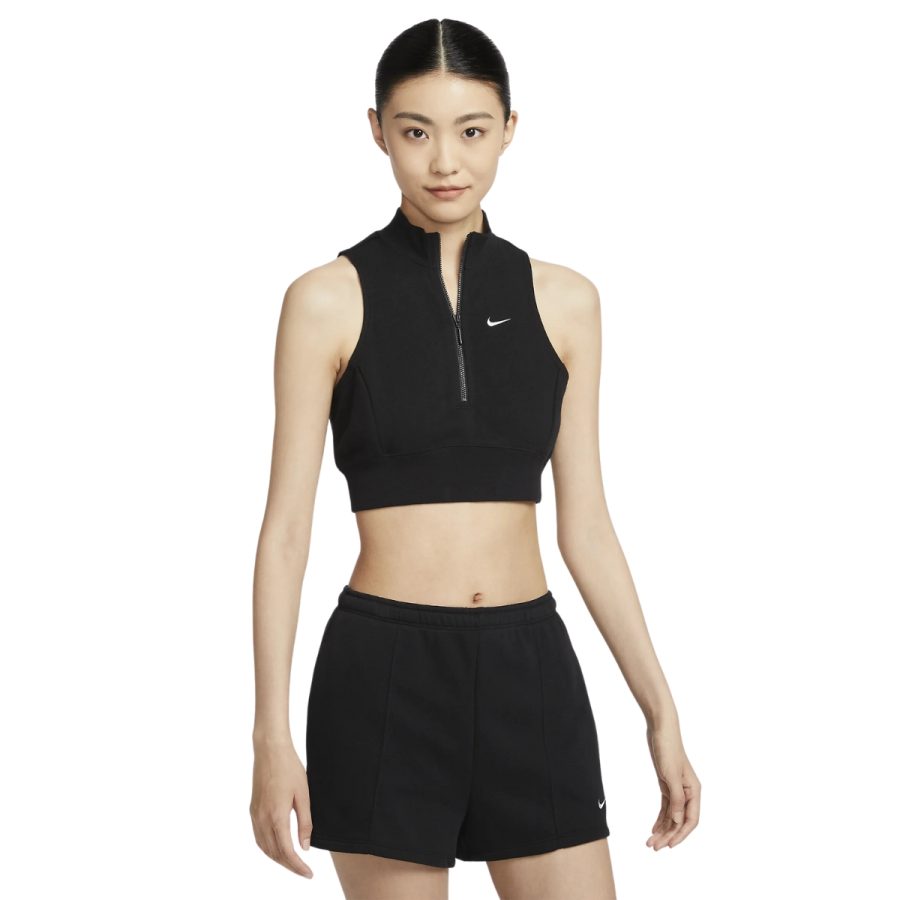 áo nike sportswear chill terry women's slim cropped 1_2-zip french terry tank top fv7492-010