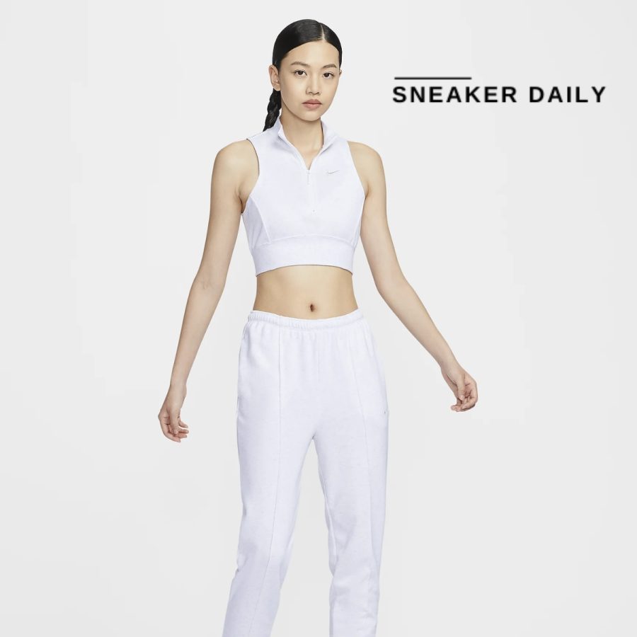áo nike sportswear chill terry women's slim cropped 12-zip french terry tank top fv7492-051