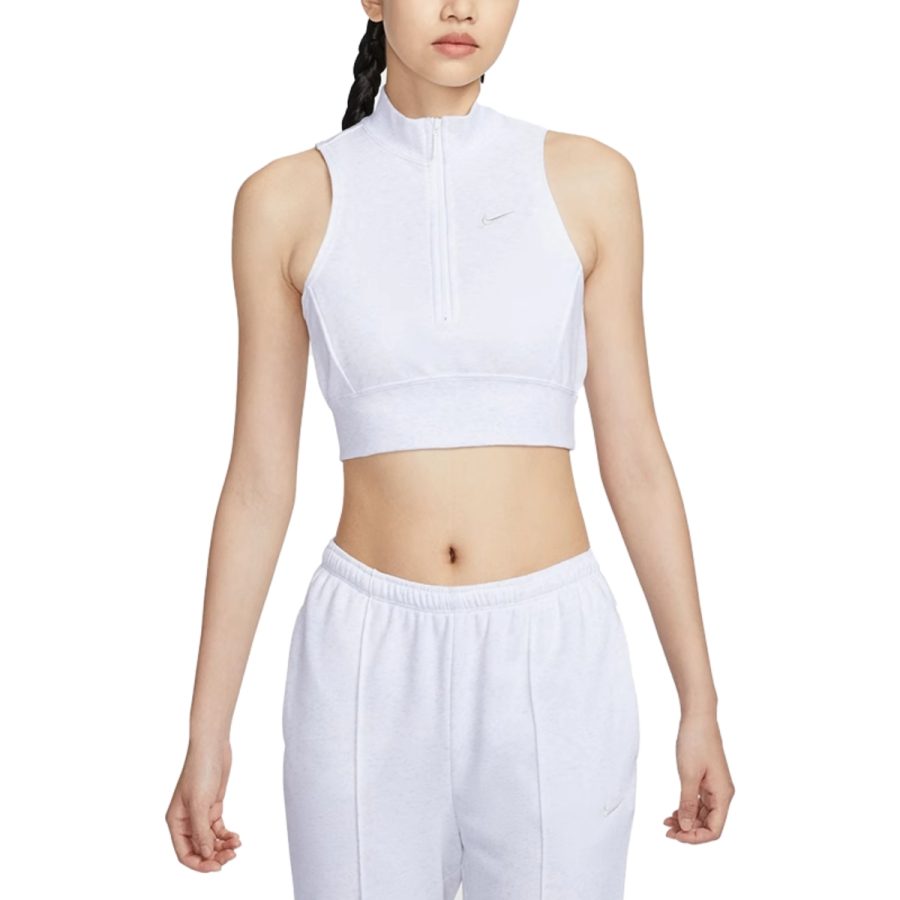 áo nike sportswear chill terry women's slim cropped 1_2-zip french terry tank top fv7492-051