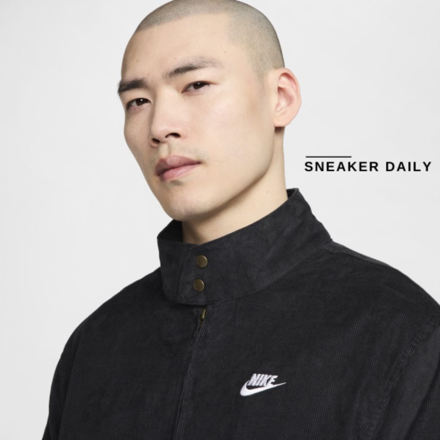áo nike sportswear club corduroy harrington jacket asia sizing 'black' fz0632-010