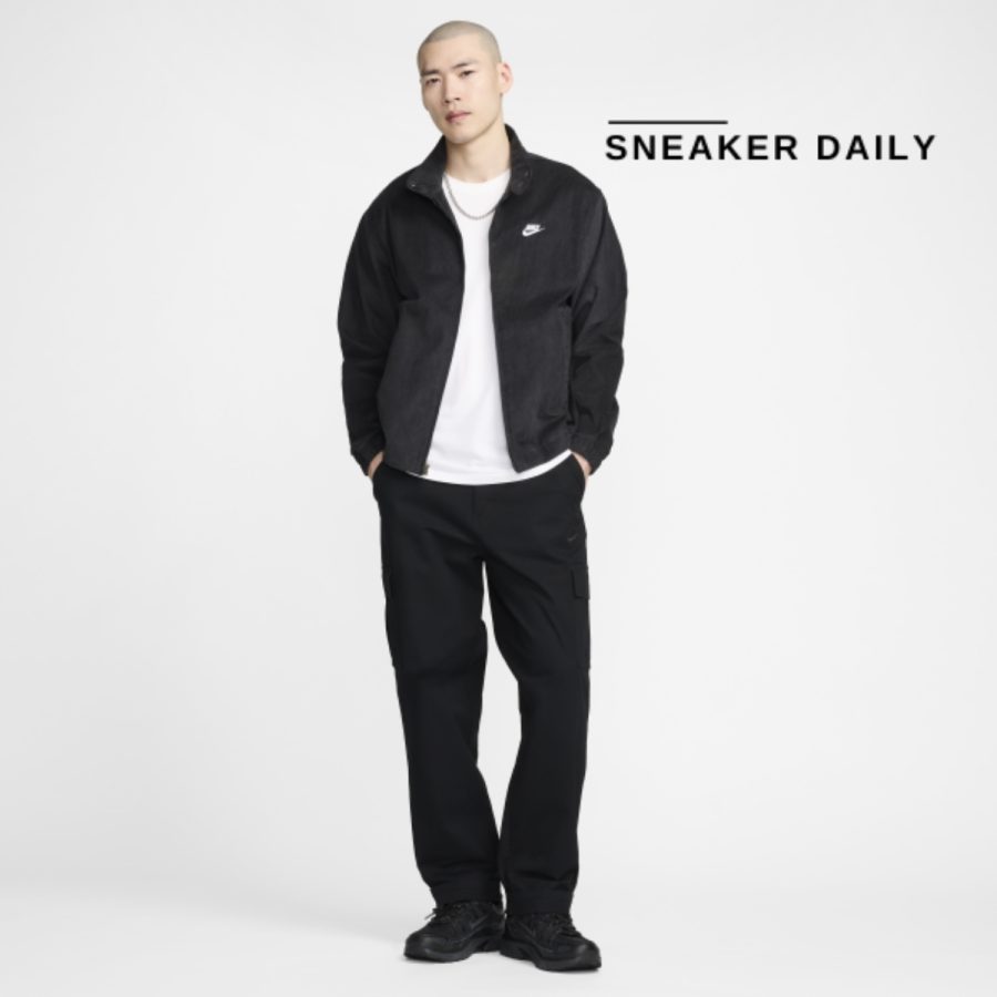 áo nike sportswear club corduroy harrington jacket asia sizing 'black' fz0632-010
