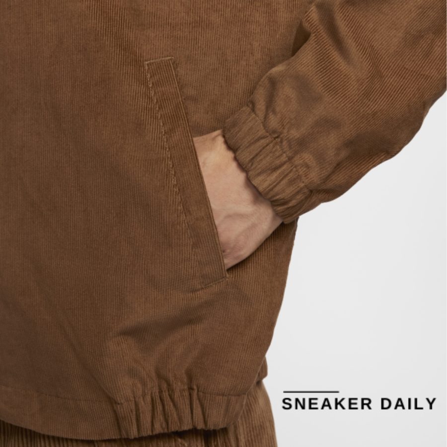 áo nike sportswear club corduroy harrington jacket asia sizing 'light british tan' fz0632-281