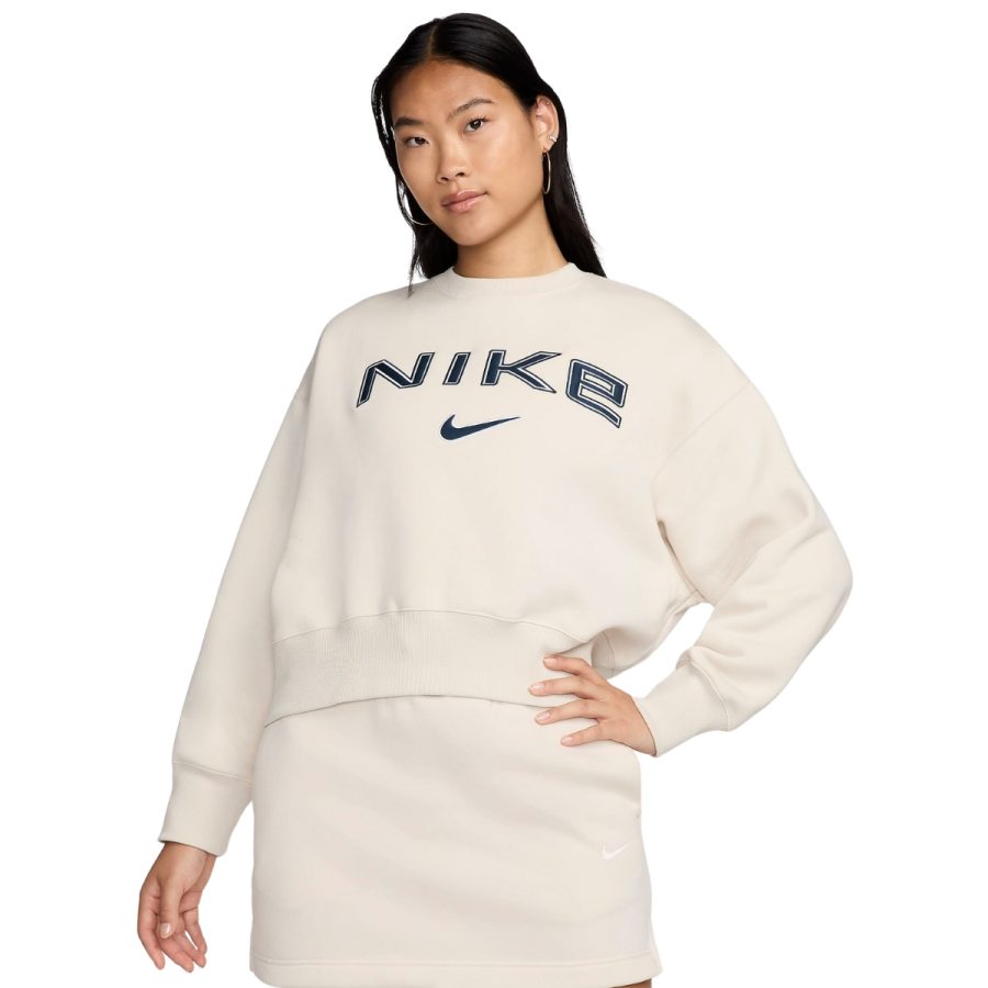 áo nike sportswear phoenix fleece women's oversized crewneck logo sweatshirt fv7675-104