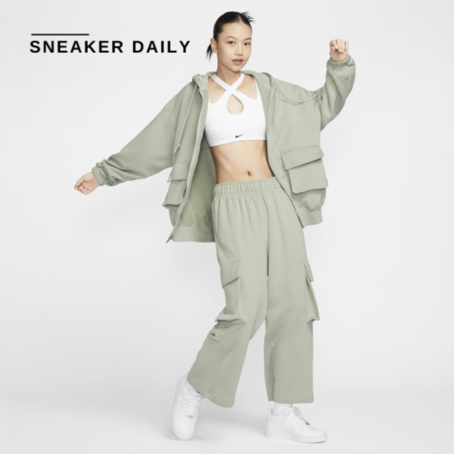 áo nike sportswear women's low-rise ultra-loose french terry straight-leg trousers fv7513-370