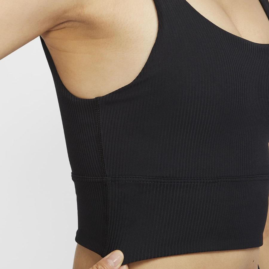 áo nike zenvy rib light-support padded longline sports bra asia sizing 'black' hf1543-010