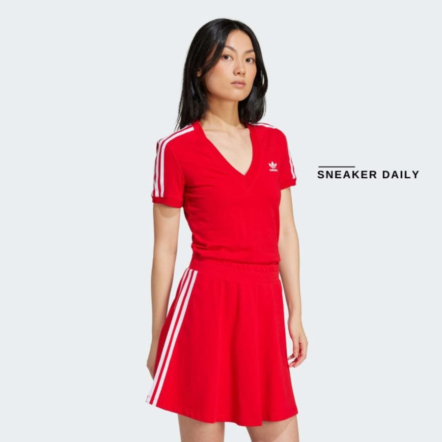 áo adidas 3-stripes v-neck slim tee - better scarlet ir8116