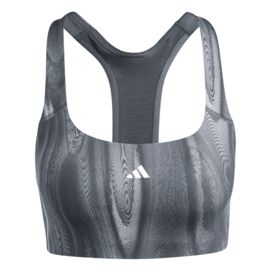 áo adidas powerimpact training medium-support 3-stripes bra - glory grey iw9961