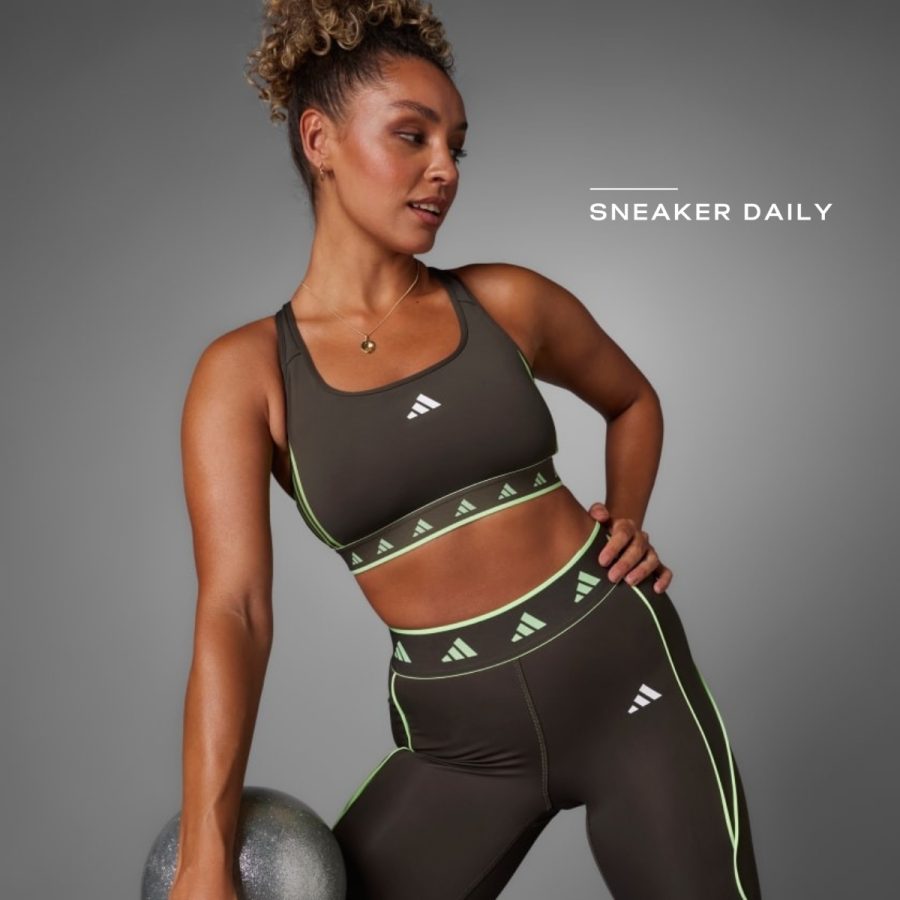 áo adidas powerreact training medium-support hyperglam color pop bra - shadow olive is4499