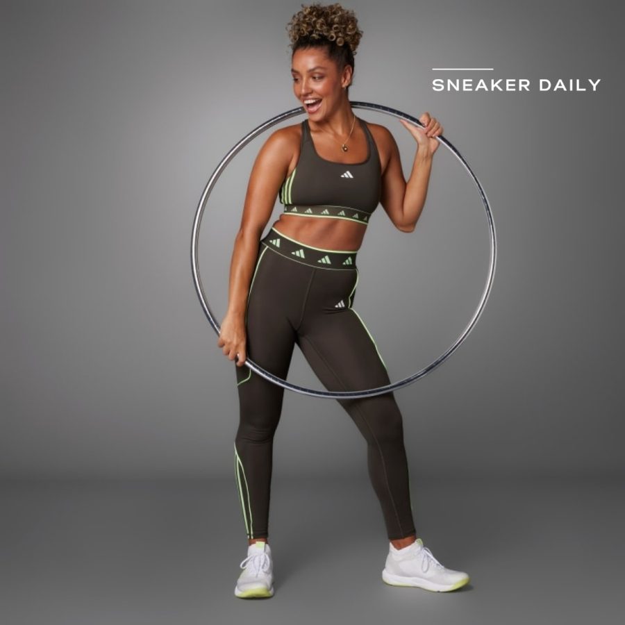 áo adidas powerreact training medium-support hyperglam color pop bra - shadow olive is4499