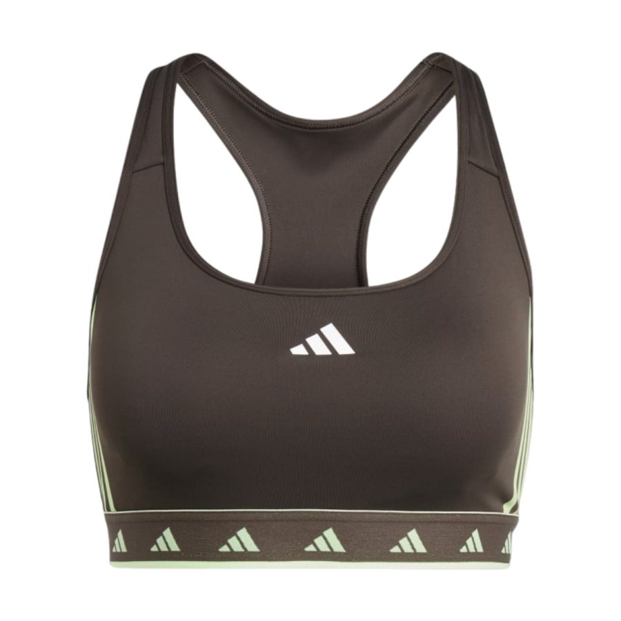 áo adidas powerreact training medium-support hyperglam color pop bra - shadow olive is4499