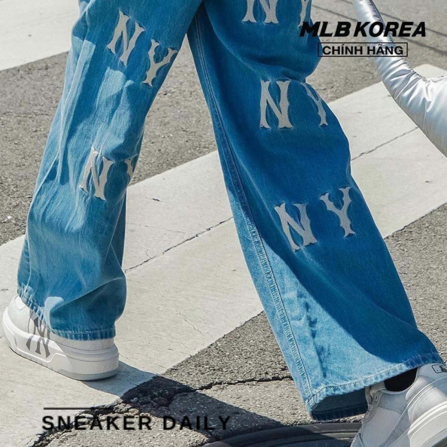 giày mlb korea chunky liner denim classic mono new york yankees grey 3asxcld4n-50grs