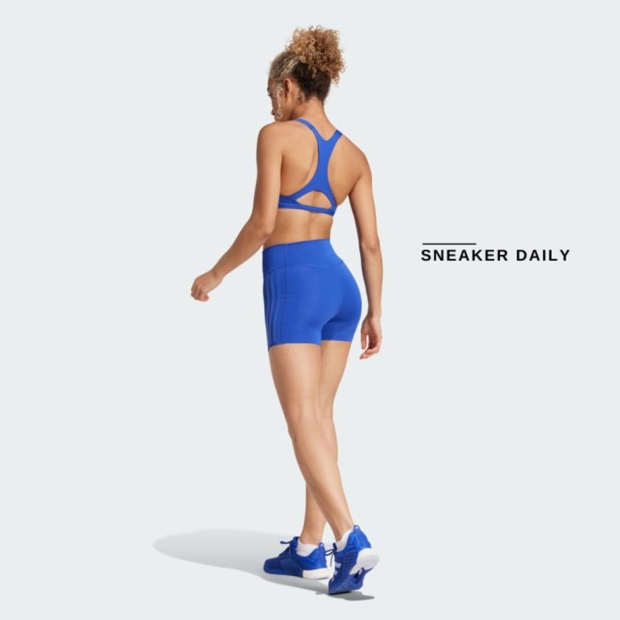 quần adidas optime 4-inch raw-cut-hem leggings - semi lucid blue ik5482