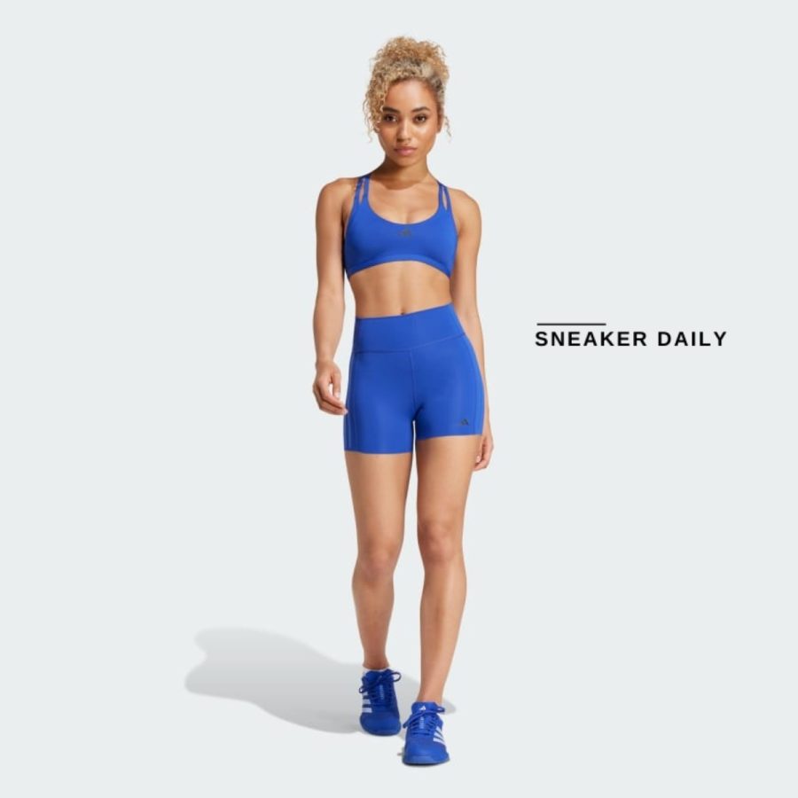 quần adidas optime 4-inch raw-cut-hem leggings - semi lucid blue ik5482