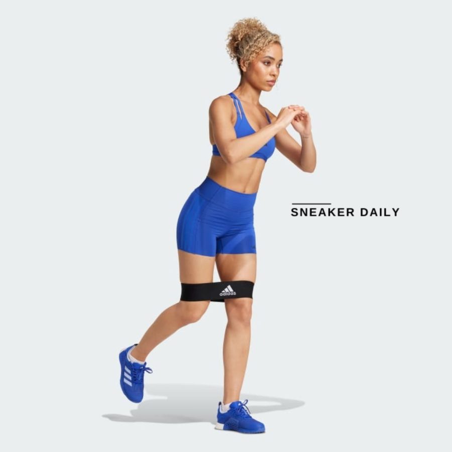 quần adidas optime 4-inch raw-cut-hem leggings - semi lucid blue ik5482
