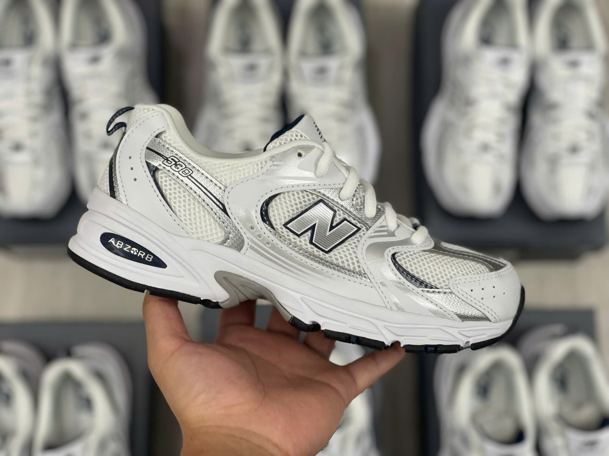 z7151472051058_fa2631e264346722fd9f2ebb0d86945a giày new balance 530 'white natural indigo' gr530sb1