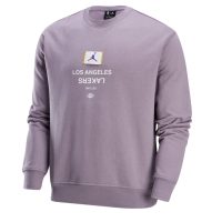 áo jordan los angeles lakers courtside nba men's thin fleece crewneck sweatshirt fv8350-524