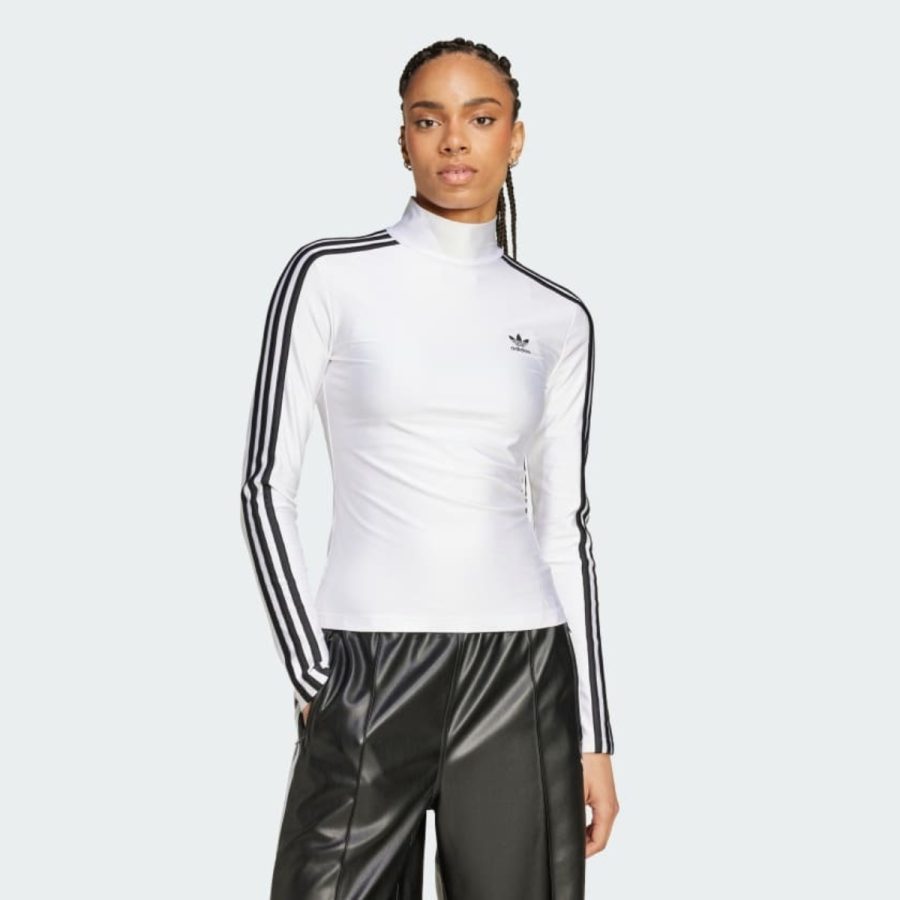 áo adidas adicolor 3-stripes turtleneck long sleeve top - white jg1535