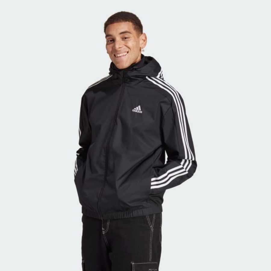 áo adidas essentials 3-stripes woven windbreaker - black ib0384