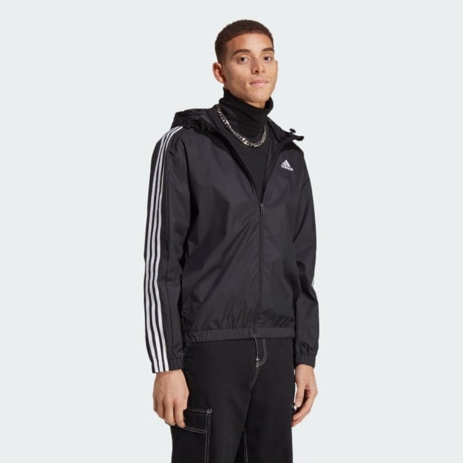 áo adidas essentials 3-stripes woven windbreaker - black ib0384