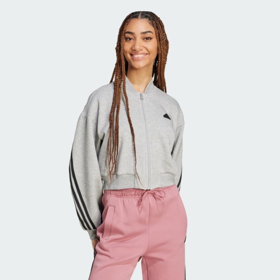 áo adidas future icons 3-stripes bomber jacket - medium grey heather iw5251