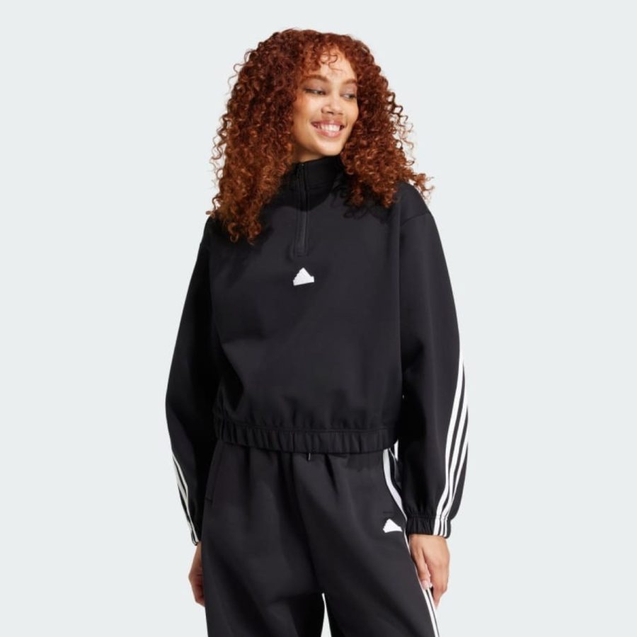 áo adidas future icons three stripes 1/4 zip top - black iw5244