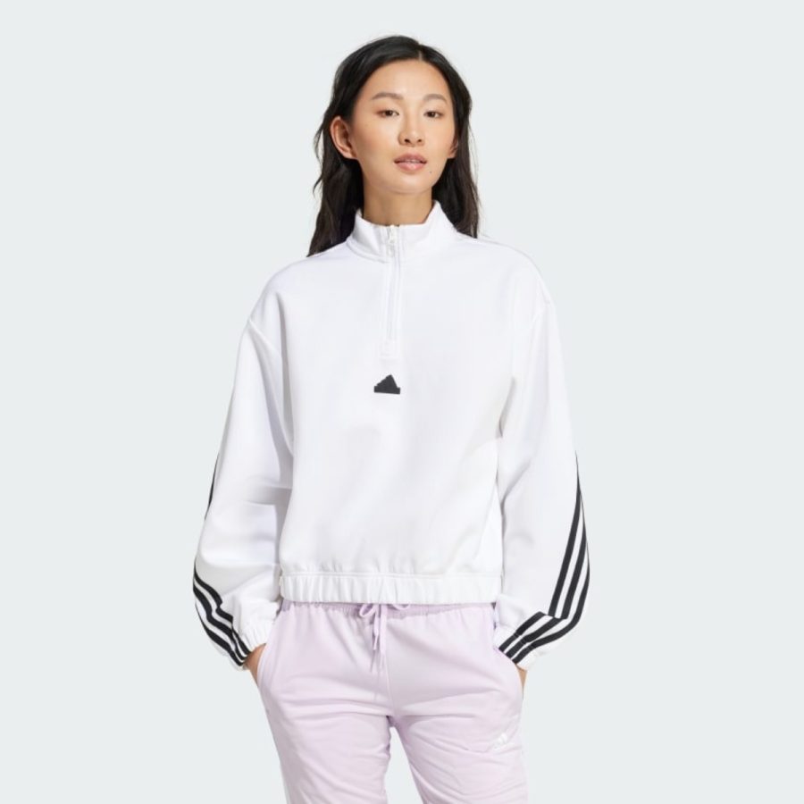 áo adidas future icons three stripes 1/4 zip top - white jj1664