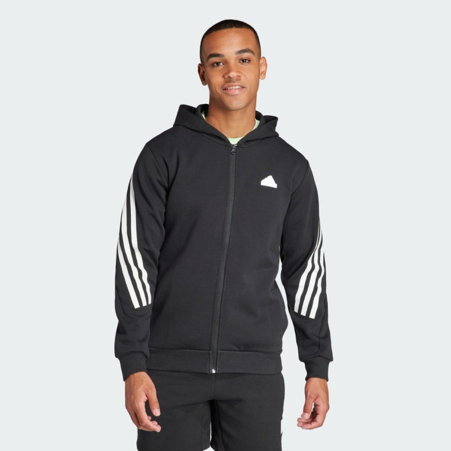 áo adidas future icons 3-stripes full zip hoodie - black ir9159