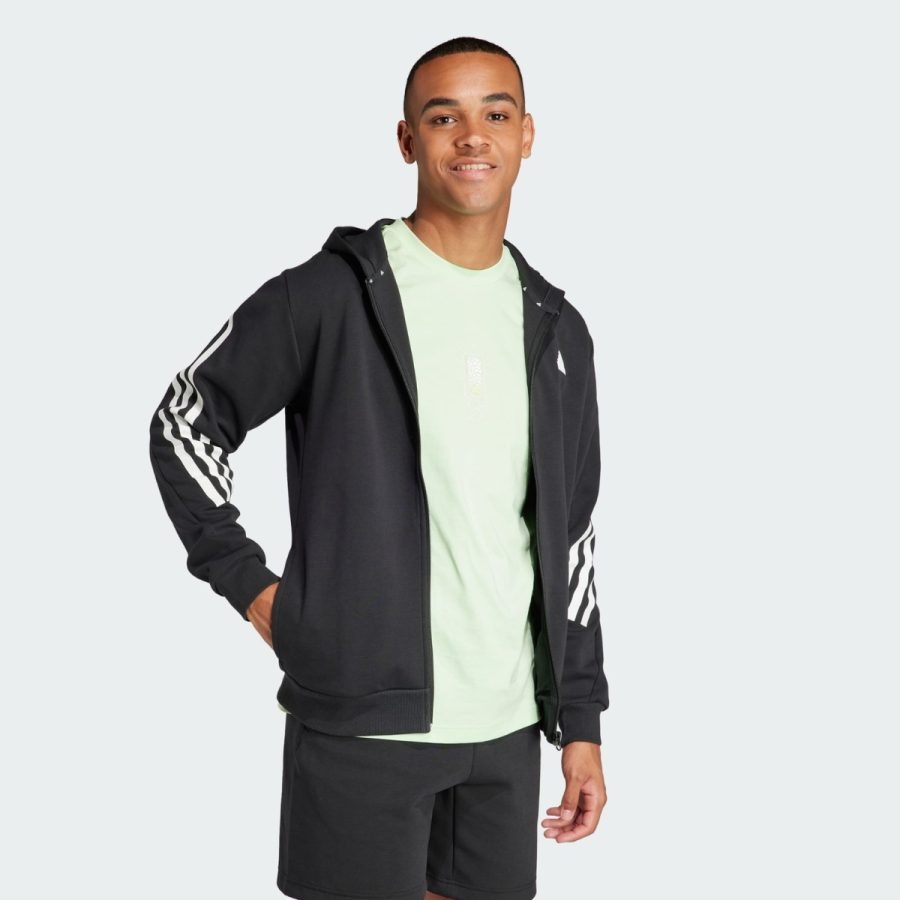 áo adidas future icons 3-stripes full zip hoodie - black ir9159
