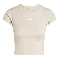 áo adidas hyperglam training emboss tee - wonder beige ix3203