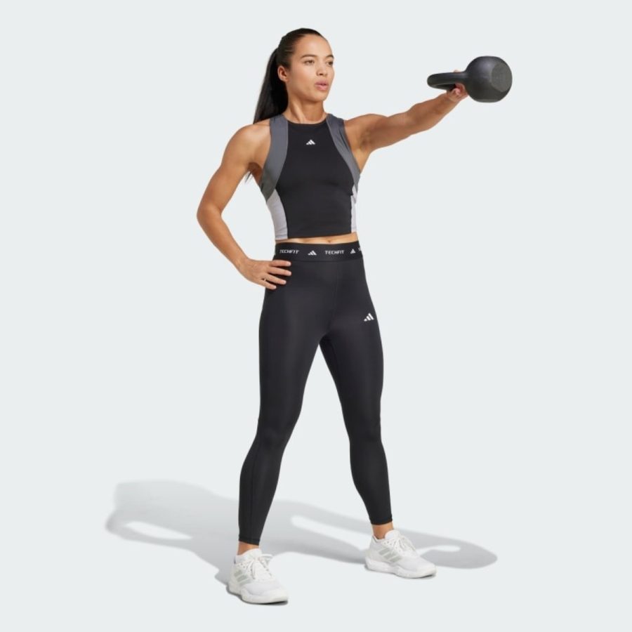 áo adidas techfit colorblock training crop tank top - black ik7916