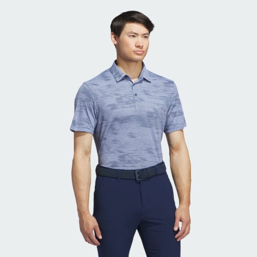 áo adidas ultimate365 textured stripe polo shirt - blue spark iw1410